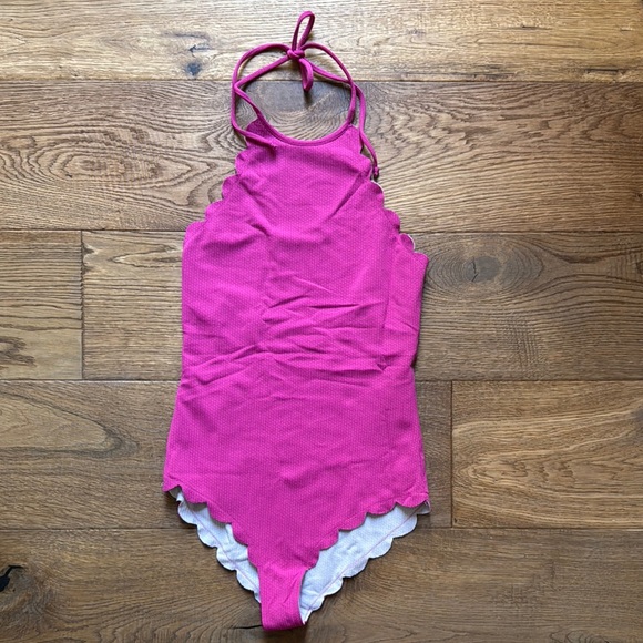 Marysia Swim reversible Pink/lavender Scalloped Halter Swimsuit